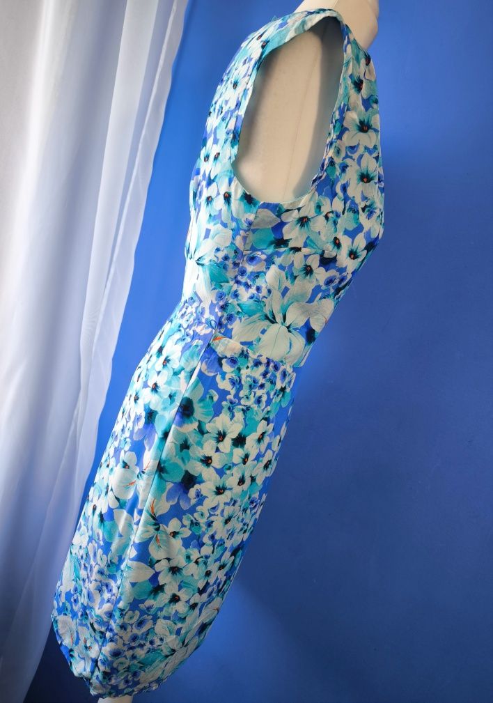 Jedwabna sukienka OASIS - 100% silk jedwab r. 40 L