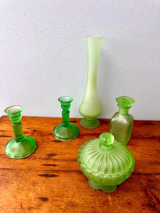 Vintage Peças vidro verde centenarias