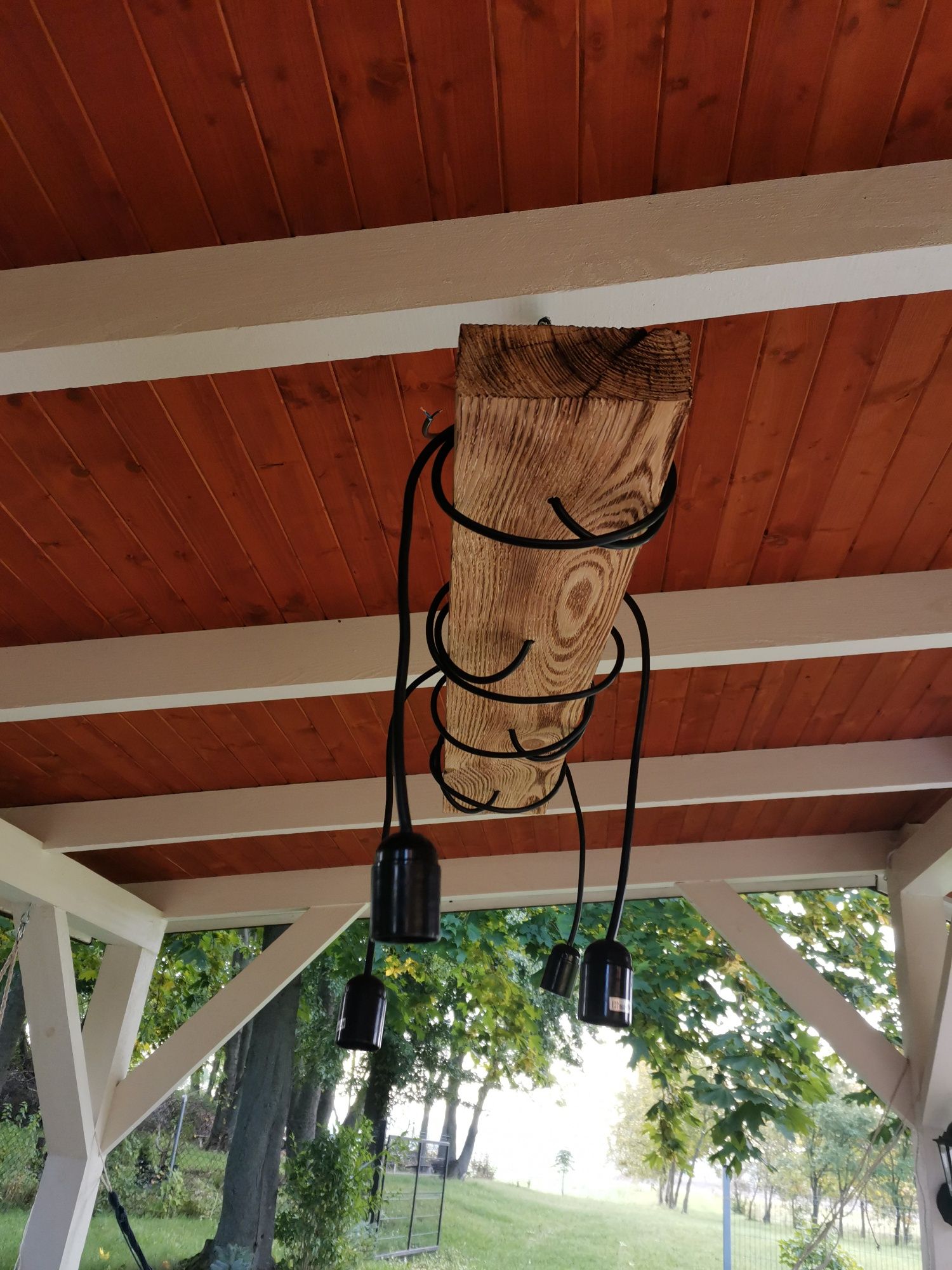 Lampa wisząca Drewniana