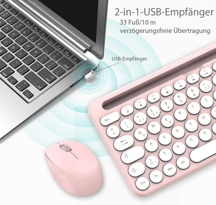 Zestaw bezprzewodowy klawiatura i mysz LeadsaiL układ QWERTZ