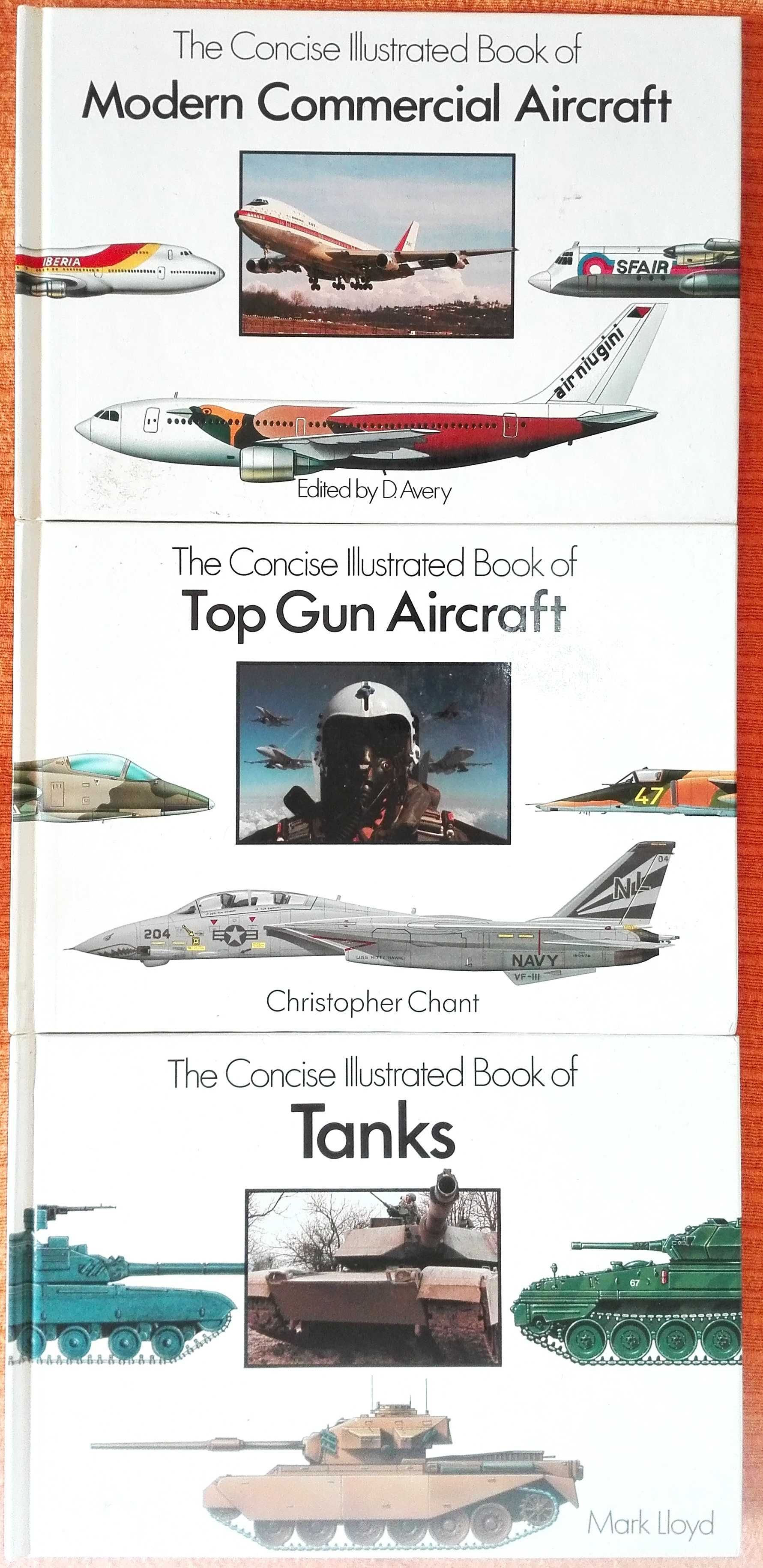 Livros ilustrados sobre tanques de guerra e aviação