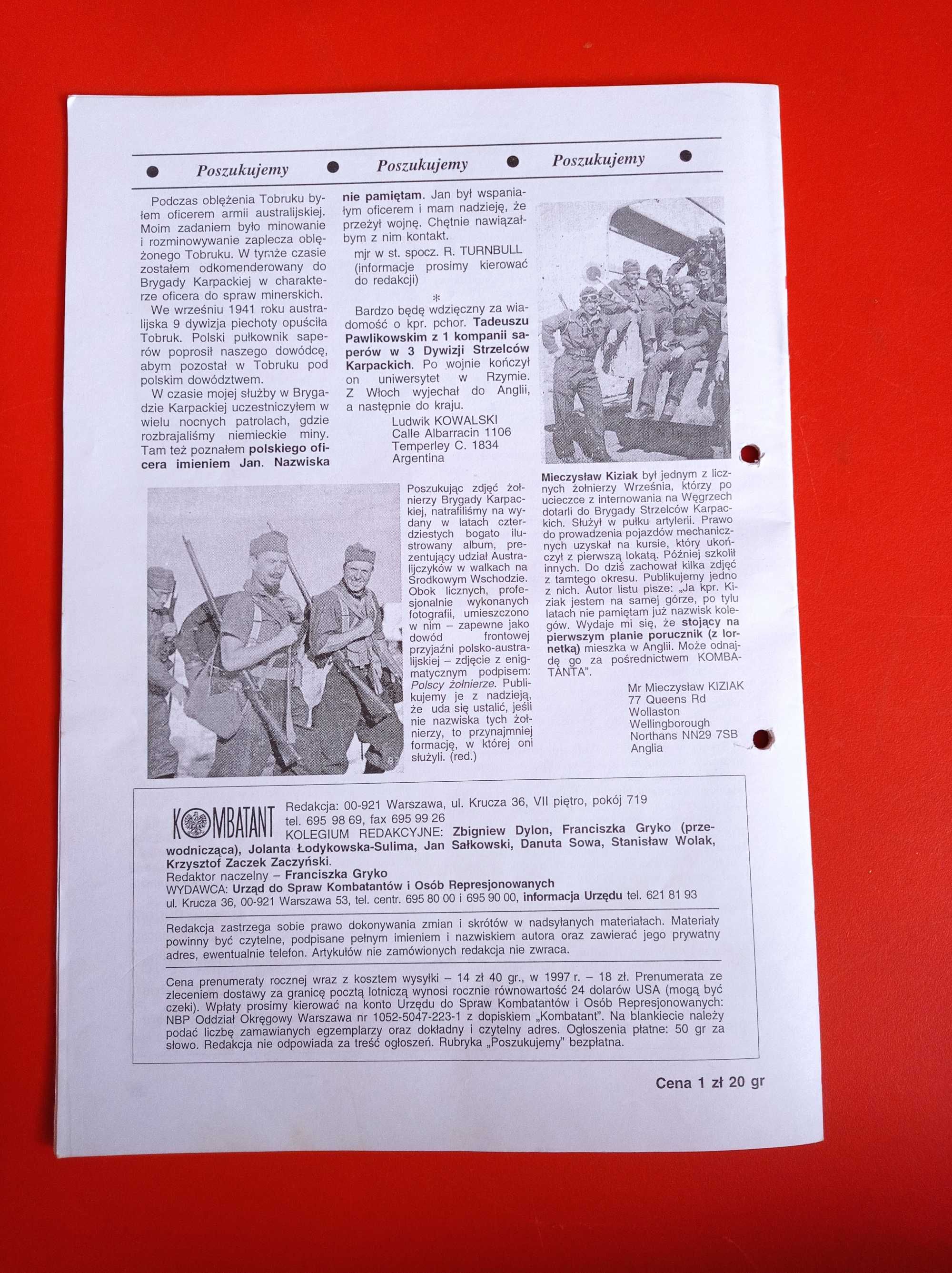 Kombatant, biuletyn, nr 11/1996, listopad 1996