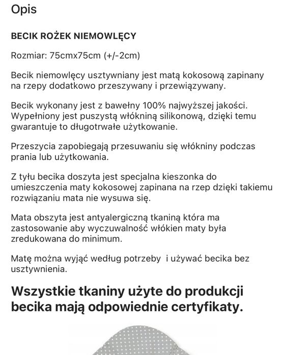Rożek becik kokon niemowlecy