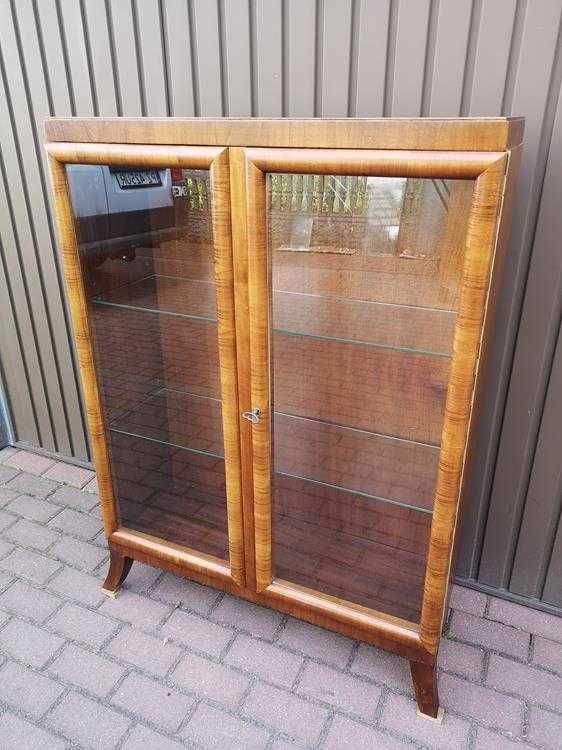 Witryna Biblioteka ART-DECO Orzech Stara Antyk Po Renowacji Okazja.