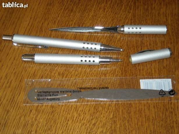 Zestaw długopis pioro nozyk do listow w plastikowym etui NOWE