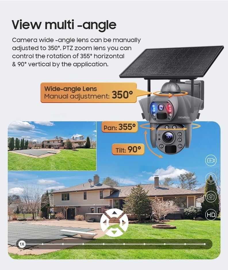 Kamera solarna SHIWOJIA 36x ZOOM 8MP 4G SIM 360 NOWA