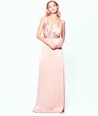 Sukienka Mohito 38 M różowa łososiowa wesele studniówka long długa