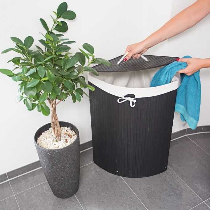 Kosz na pranie bambusowy z pokrywą 60 l