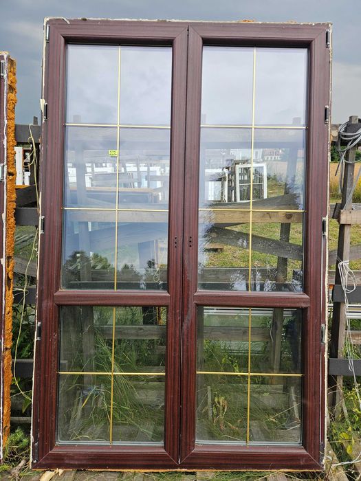 OKNO/DRZWI Balkonowe Dwuskrzydłowe Plastikowe PCV Szprosy 150x230cm