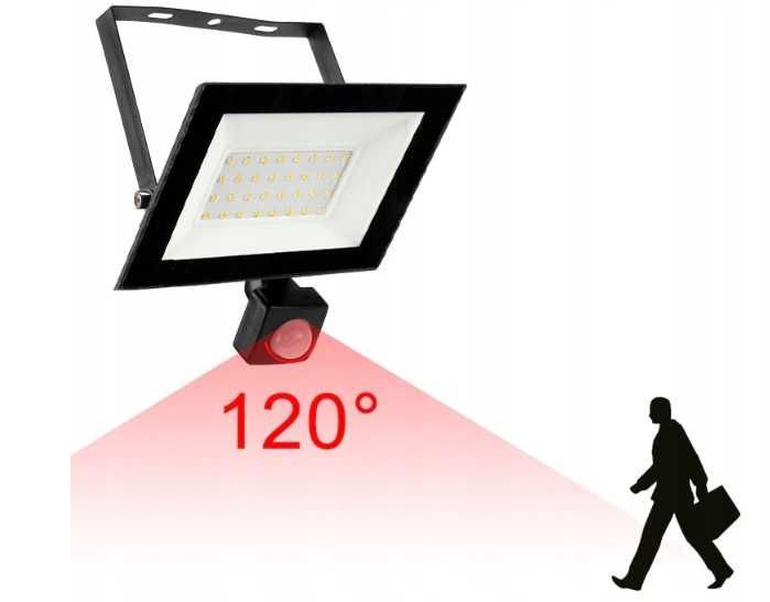 Lampa LED Halogenowa Naświetlacz 20W Duża Moc Czujnik Ruchu Reflektor