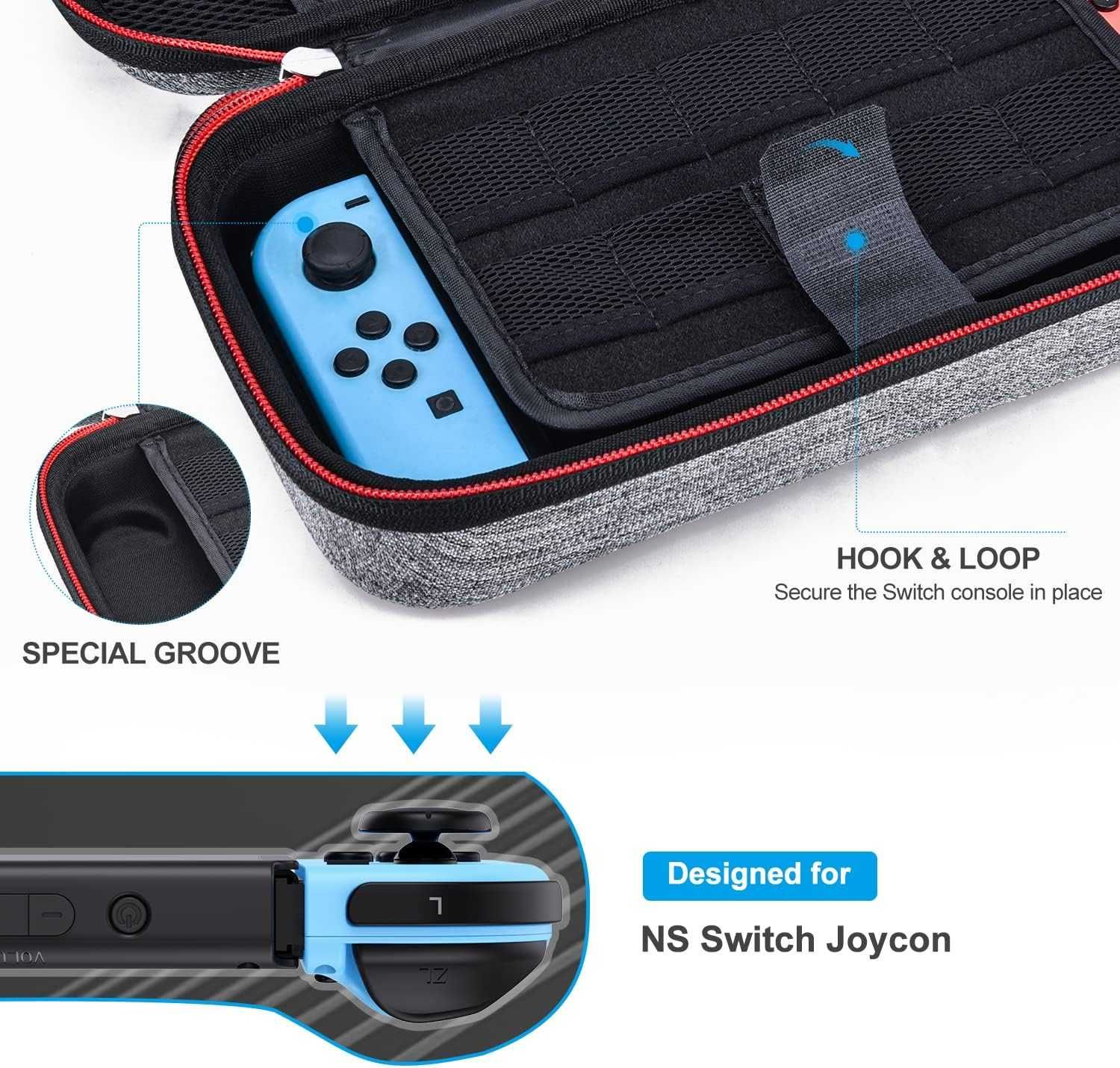 innoAura Etui + akcesoria Nintendo Switch ZESTAW stojak nakładki 16w1