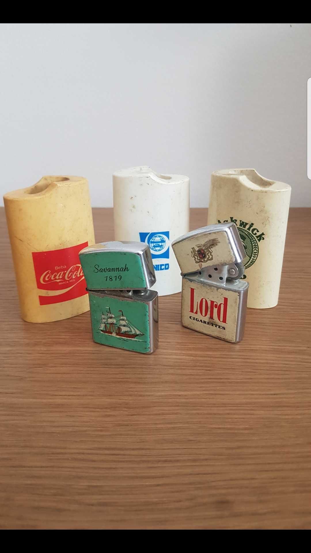 Conjunto 2 Isqueiros Antigos + 3 Capas Antigas Isqueiros BIC Grandes