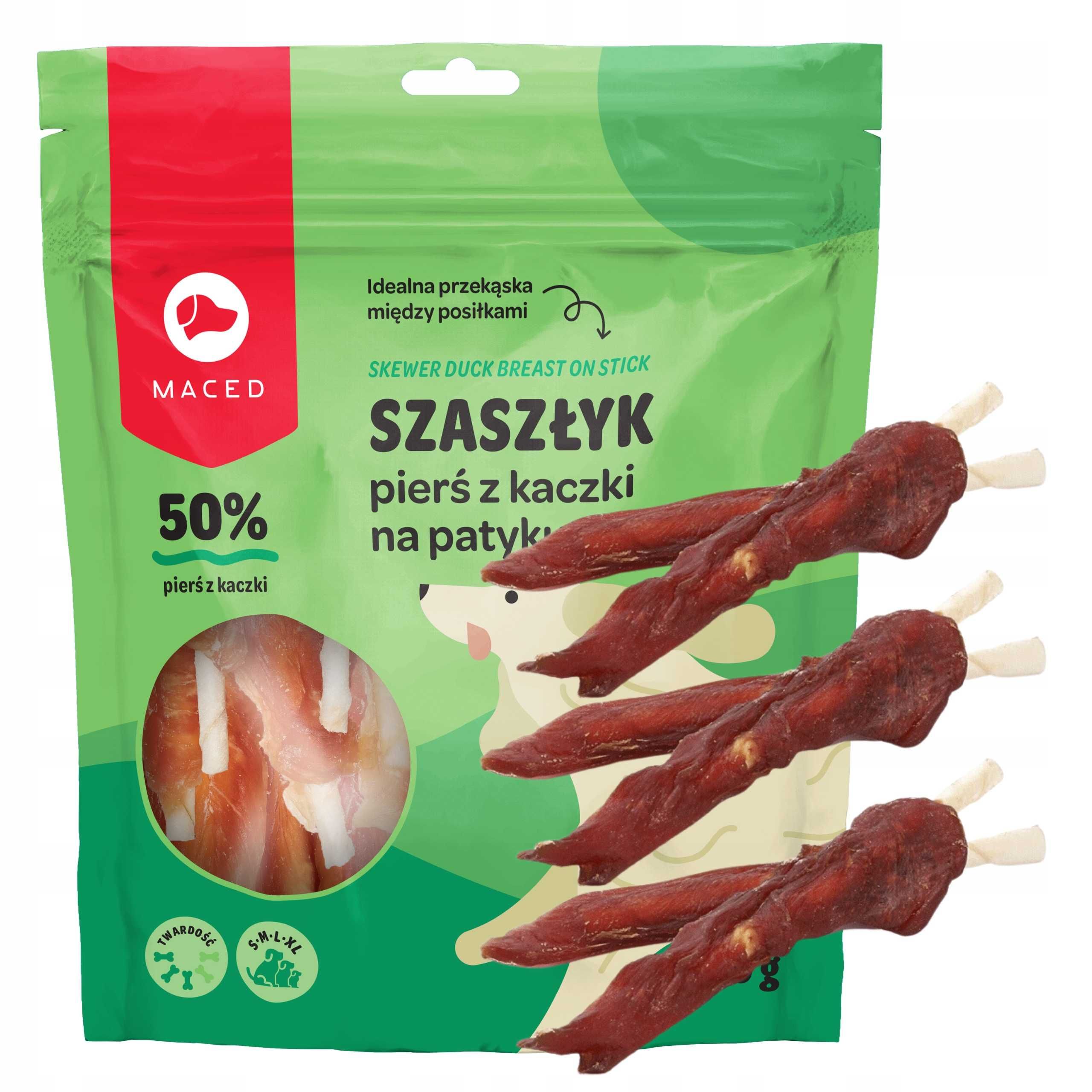 Maced SZASZŁYK PIERŚ Z KACZKI NA PATYKU 500g przysmak dla psa