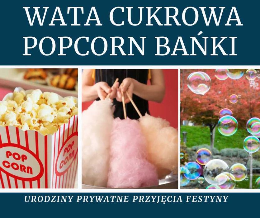 Wata cukrowa Popcorn Bańki Balony z Helem URODZINY