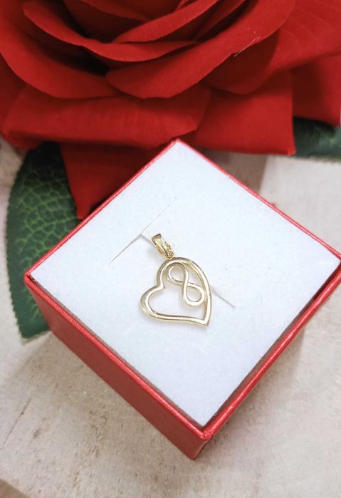 Złota zawieszka p.585/1,06g  Serce Nieskończoność