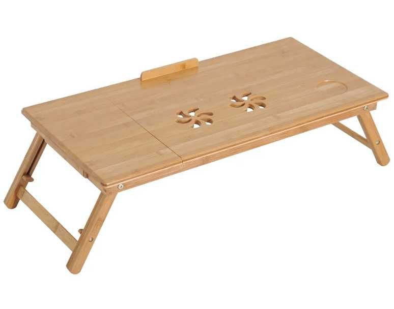 Mesa de Computador Portátil de Bambu Dobrável