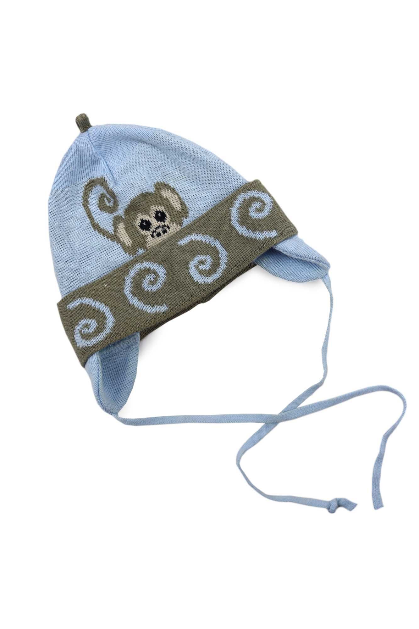 Ellte czapka 100% bawełna niebieska małpka 3m+