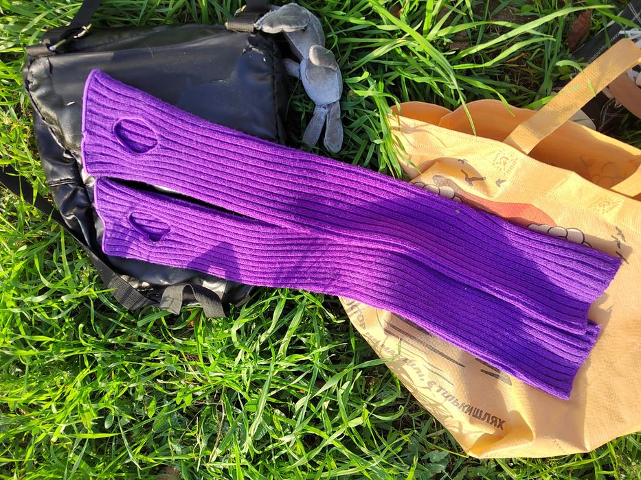 Митенки довгі теплі фіолетові