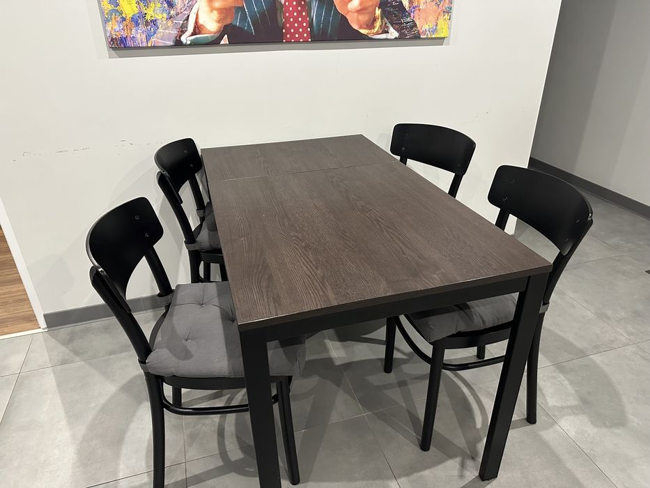 Stół z krzesłami 4 szt. IKEA 80/120x70 cm rozkładany