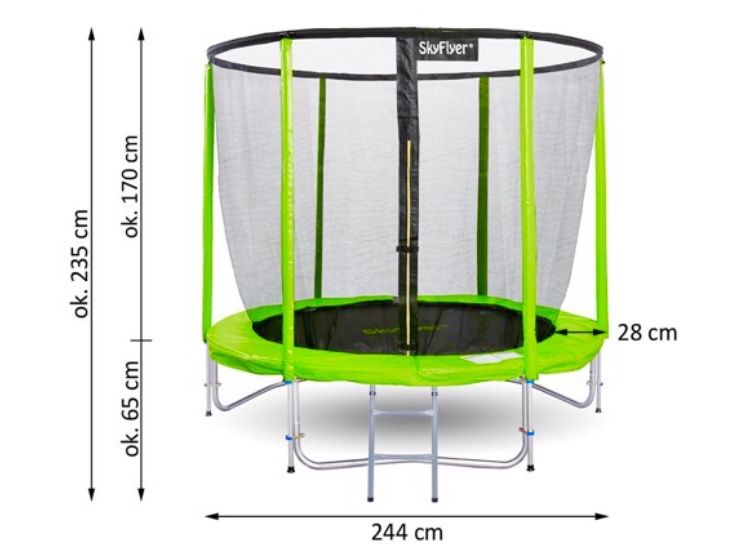 Trampolina Ogrodowa 2w1 244cm 8FT Dla Dzieci Dorosłych *okazja*