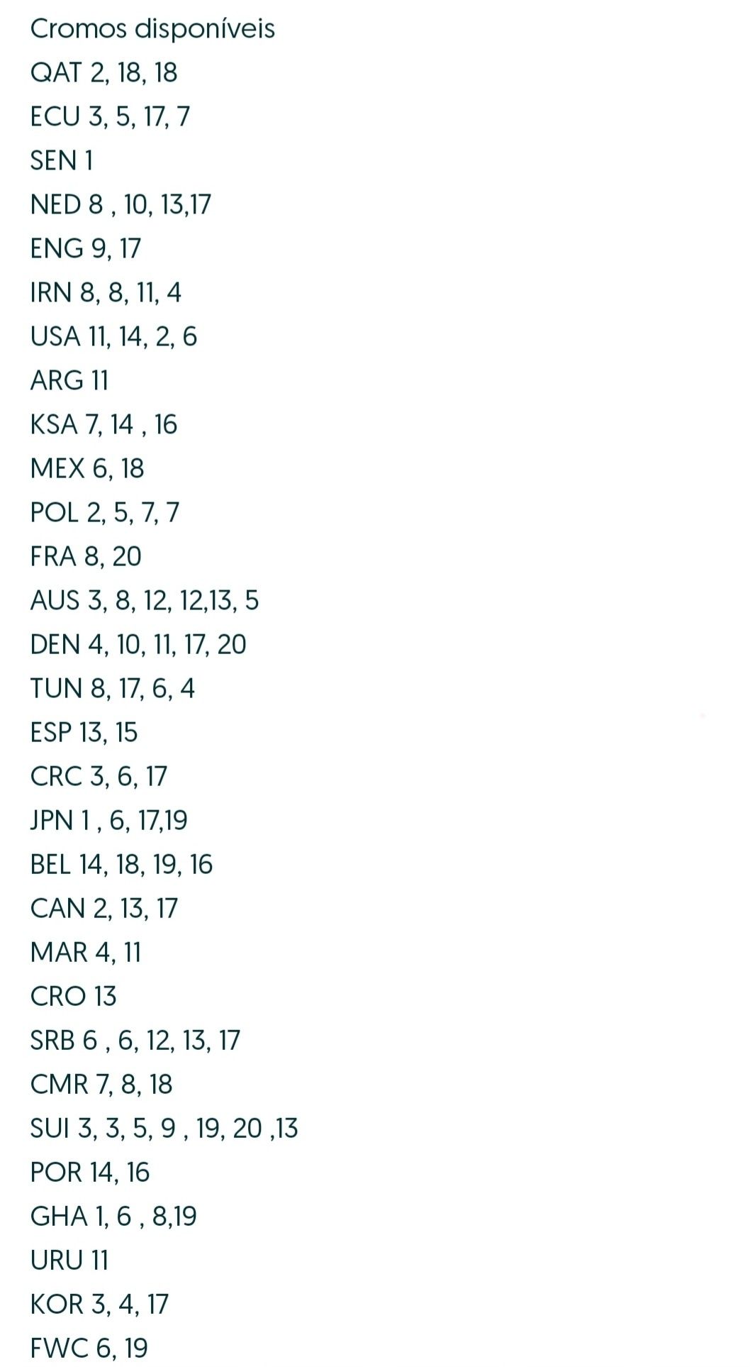 Cromos mundial 2022