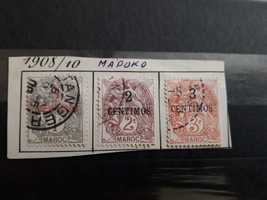 Марки Марокко 1908 год.серия 1,2 и 3 CENTIMOS