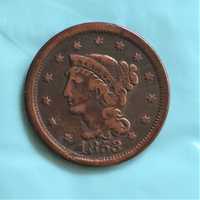 USA - One Cent 1853 - cobre - 28mm