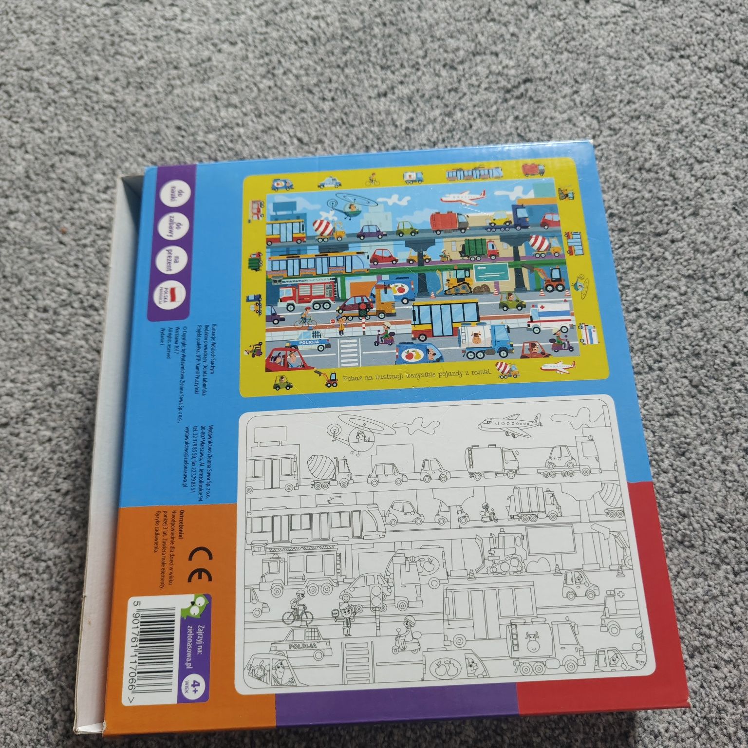 Puzzle samochodu pojazdy 36 pojazdów betoniarka koparka zielona sowa