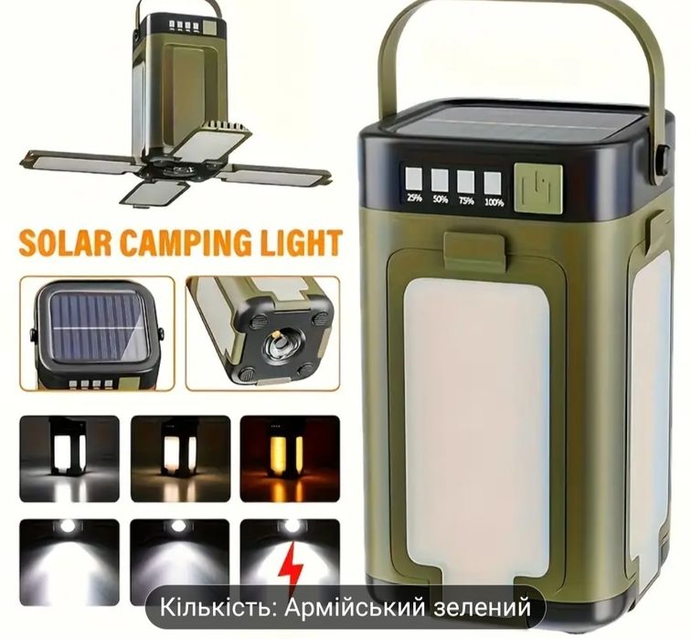 Портативний кемпінговий ліхтар, сонячний