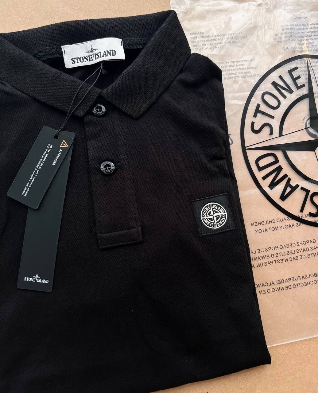 Мужская Футболка поло Stone Island стон Айленд инсланд черная чоловіча