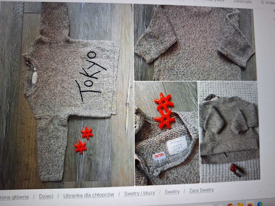 Sweter dla dzieci, w mozaikę, na 2 guziczki- Zara- elegancki/sportowy