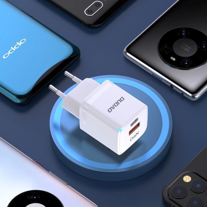 Ładowarka sieciowa GaN 33W PPS USB C/USB Dudao A13Pro - biała