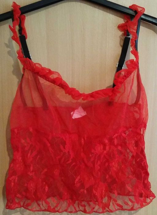 Bielizna hot, NOWA,piżama,2 części, koronka,czerwona,czarna,Walentynki