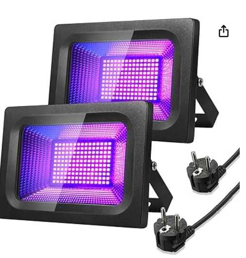 4 projectores LED LUNSY 30W preto/roxo 150 LEDs UV