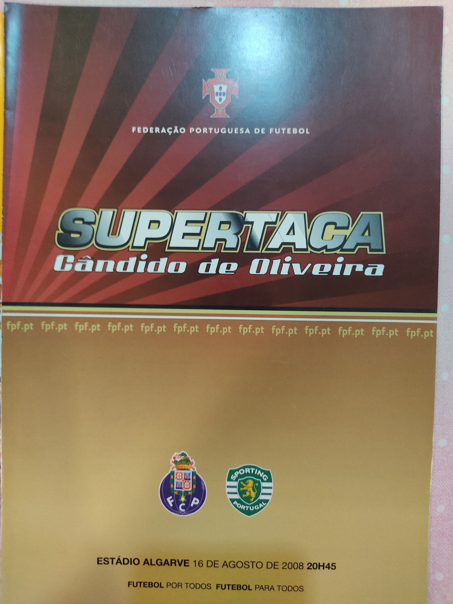 Programa de jogo Sporting futebol Clube do Porto 2008 Supertaça