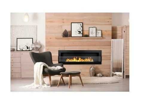 Biokominek 1200x400 czarny mat z szybą