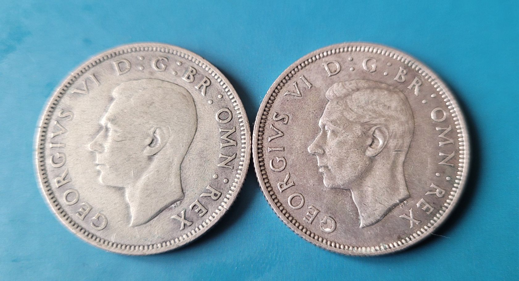 Dwie monet 2 szylingi - Król Jerzy VI  - Wielka Brytania (4X)