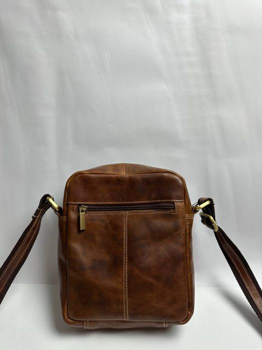 Мужская кожаная фирменная сумка на/ через плечо
