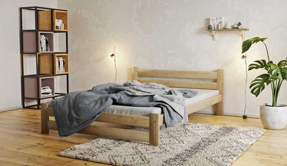 Łóżko KAMIL 90x200 120/140/160 sosna, dąb, orzech, olcha, białe, szare