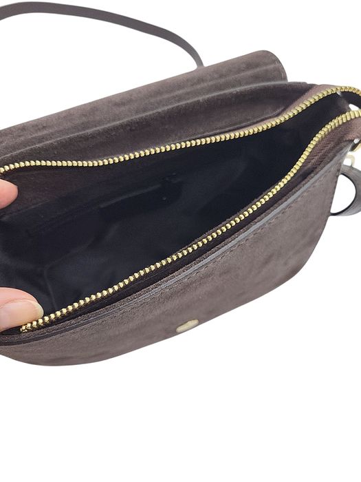 Listonoszka Laura Biaggi skórzana brąz czekolada zamsz