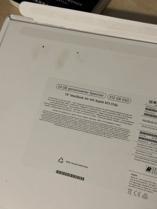 Macbook air m3 24gb 512gb
