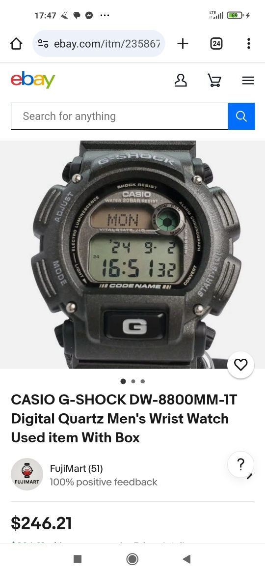 Oryginalny zegarek CASIO G-SHOCK DW-8800MM-1T za 1/3 ceny
