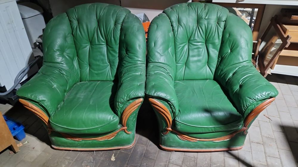 Fotele skórzane zielone