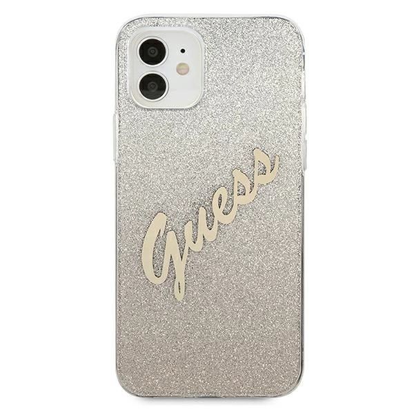 Etui Guess Glitter Gradient Script Na Iphone 12 Mini - Złote