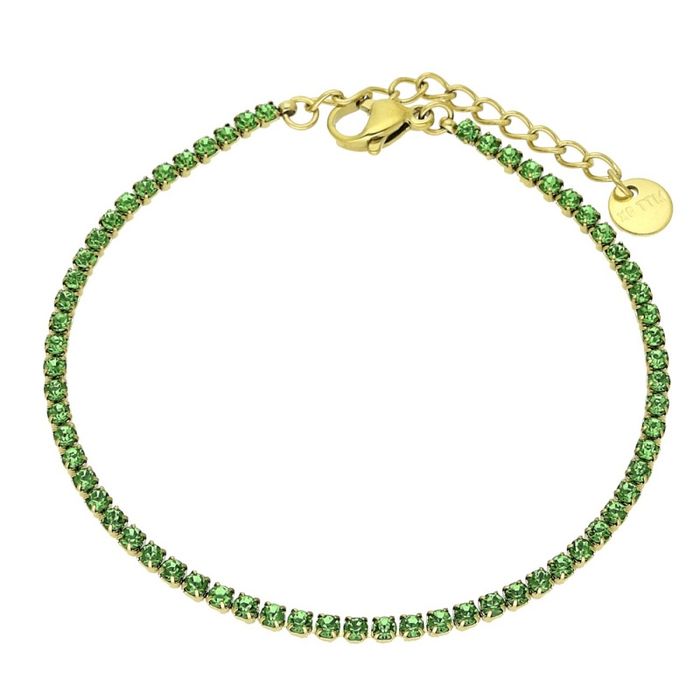 Bransoletka złota ZIELONE BRYLANCIKI 17+3cm stal chirurgiczna BM9