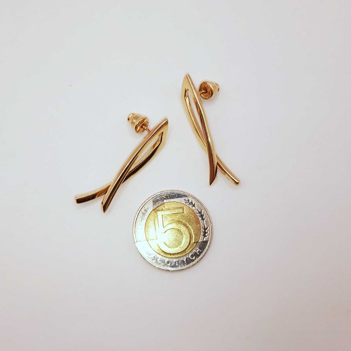 Złote kolczyki - długie złote pasy pr. 585, 4,25g.