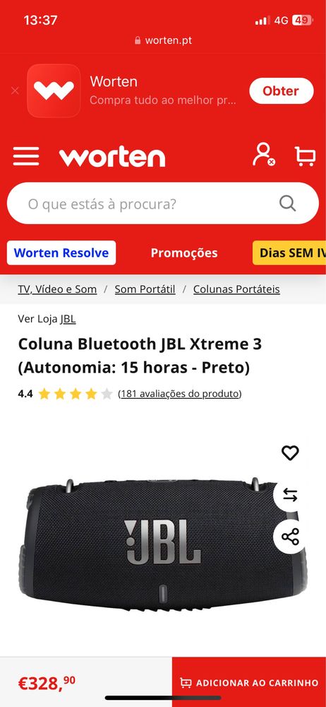 Coluna Bluetooth JBL Xtreme 3 NOVA