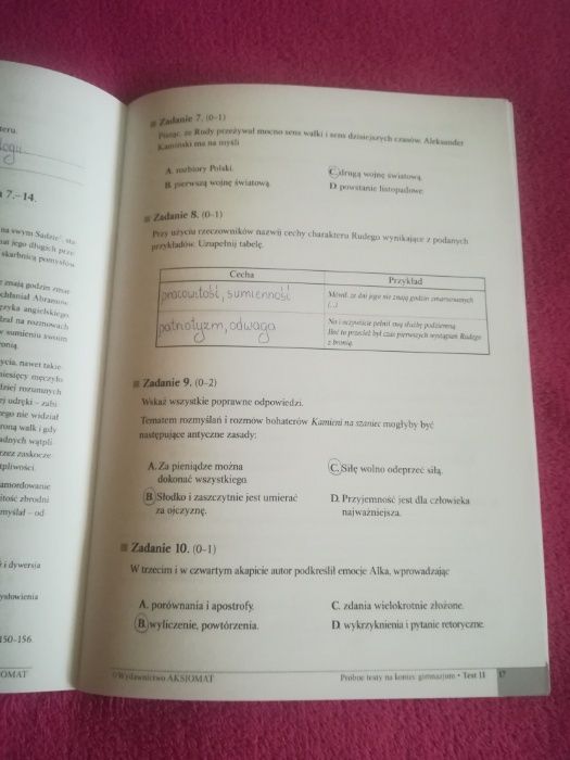 Próbne testy na koniec gimnazjum język polski