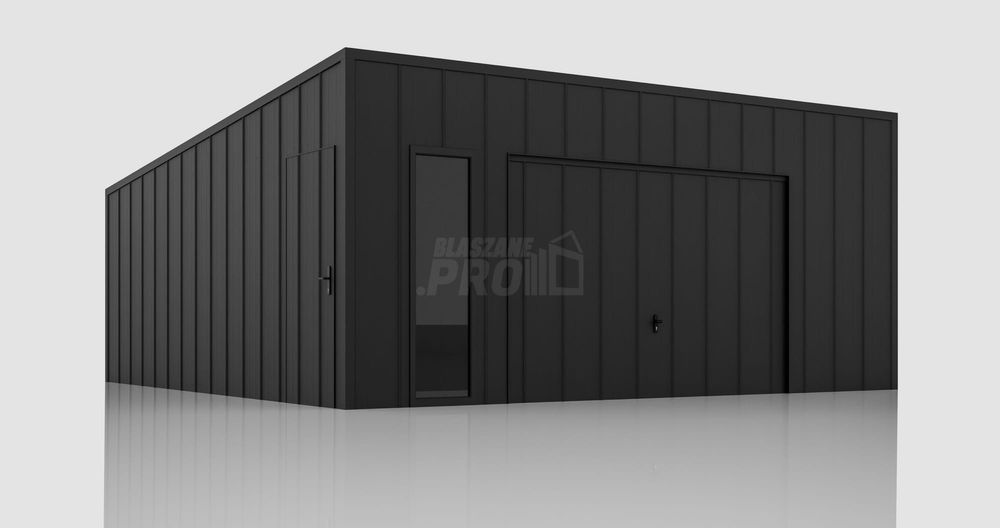 Garaż blaszany 6x6  brama uchylna blacha na rąbek  spad w tył GP644