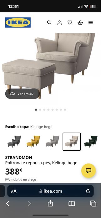Poltrona+Repousa pé Strandmon Ikea - bege